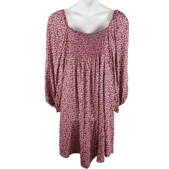 Anthropologie Bucketlist Women L Boho Maxi Top Smocked Back Bishop Sleeve Blouse - Picture 3 of 16